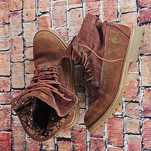 TIMBERLAND ROLLTOP BOOTS, WOMEN'S SIZE 8 RUST LEATHER - Picture 3 of 12